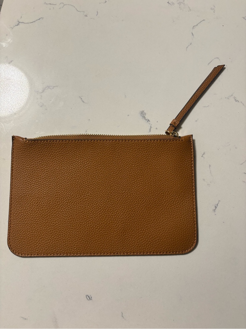 Tan Leather Zippered Wristlet/Case/Pouch